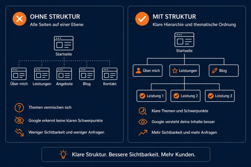 vergleich webstruktur ohne und mit struktur